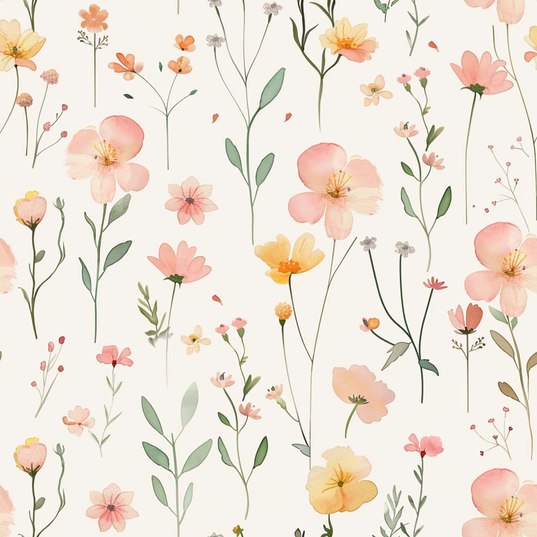 Pink Dainty Wildflowers Seamless Pattern, Pink Floral Digital Paper ...