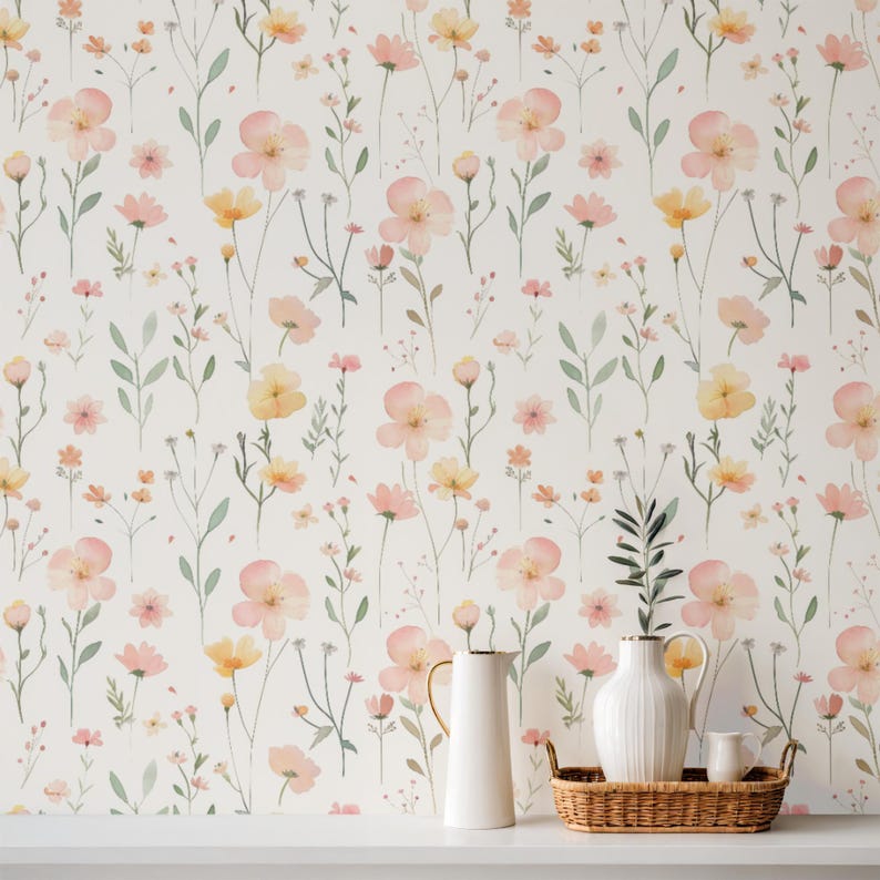 Pink Dainty Wildflowers Seamless Pattern, Pink Floral Digital Paper ...