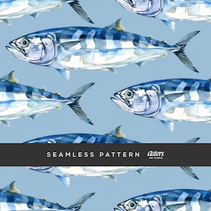 Fish Seamless Pattern Cute Fishing Background Ocean Fish Sea Pattern Blue Fish Repeating Pattern Fish Digital Paper Fishes Seamless Pattern
