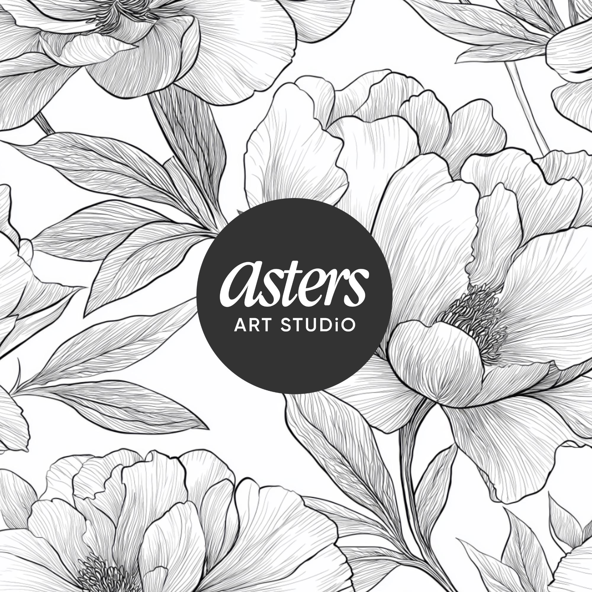 Black and White Floral Line Art Seamless Pattern Elegant Flower Digital ...