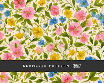 Motivo floreale senza soluzione di continuità, carta digitale con mini fiori acquerellati, stampa da giardino Cottagecore, sfondo con superficie primaverile