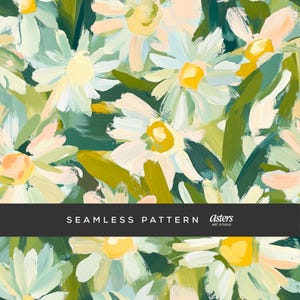 Naadloos saliegroen patroon saliegroen madeliefje Naadloze bloemenachtergrond saliegroen digitaal papier saliegroen aquarel madeliefjes Stofontwerp