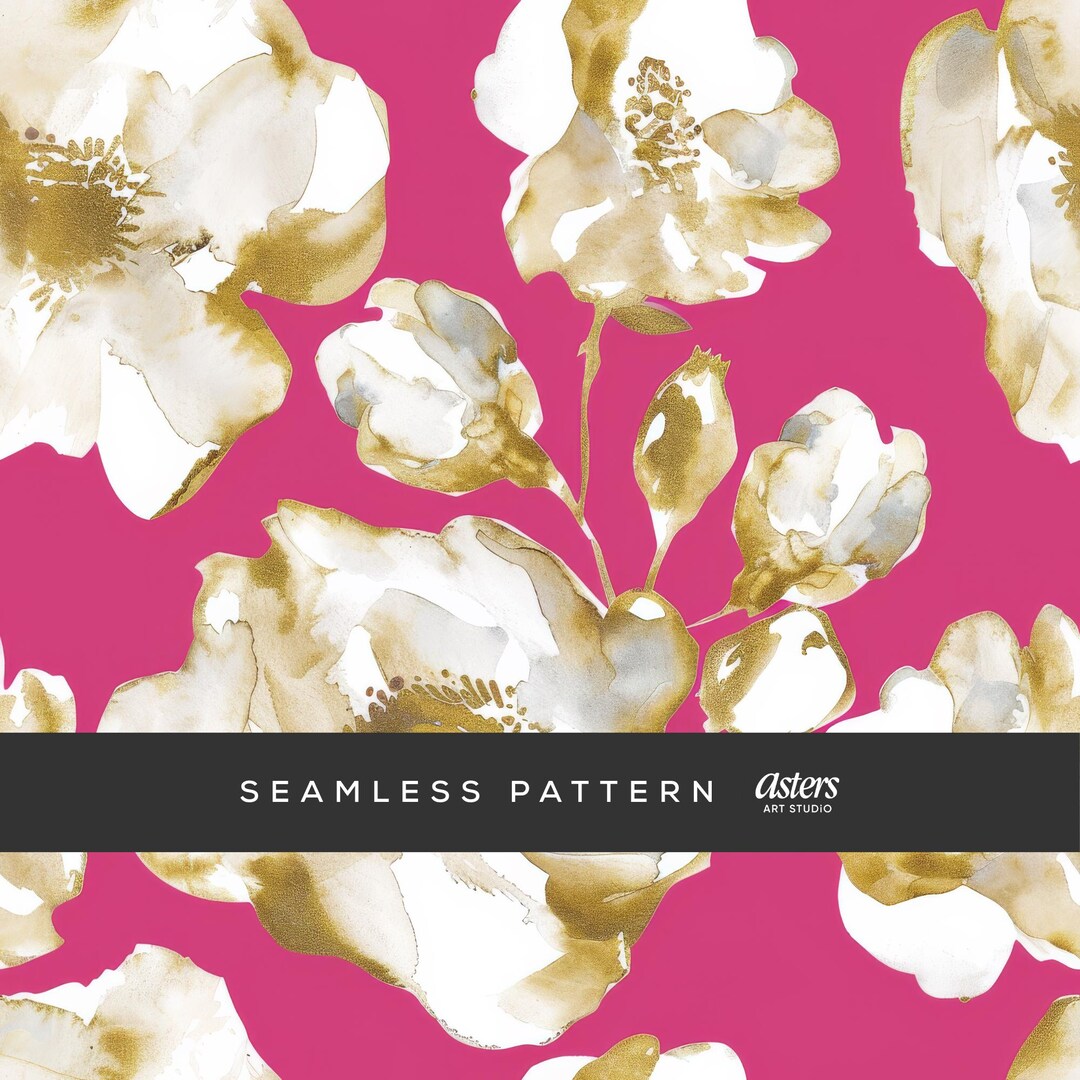 Pink Gold Flower Digital Paper Pink and Gold Floral Seamless Pink ...