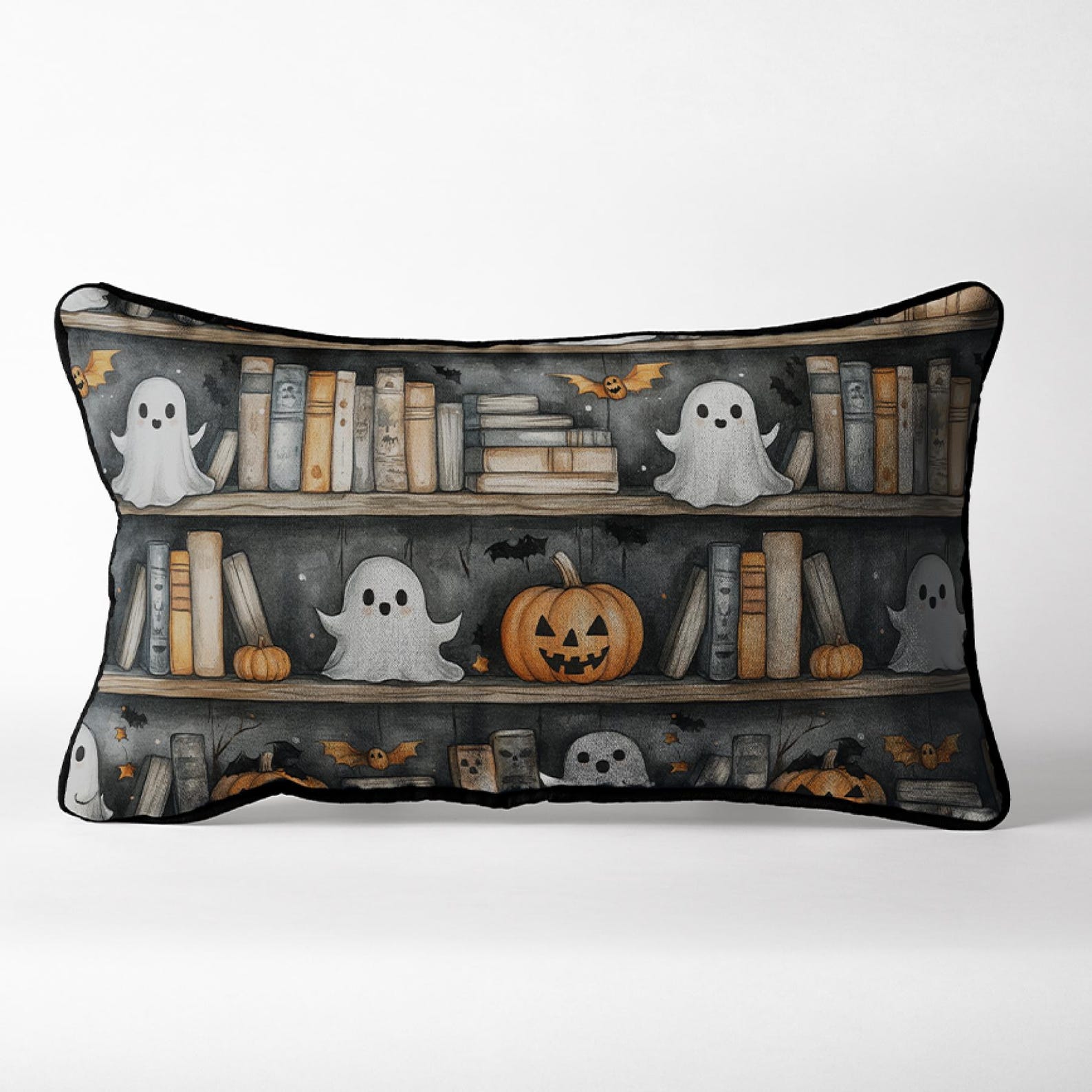 Bookish Ghost Seamless Pattern Haunted Library Digital Paper Book Lover ...