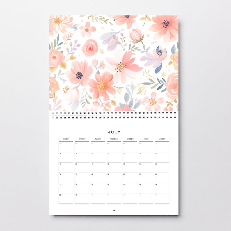 Peach Pink Floral Seamless Pattern, Watercolor Flower Digital Paper ...