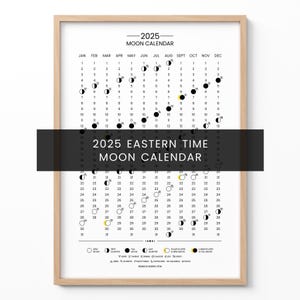 Mondkalender 2025, Mondkalender 2025, Neumondkalender, Mondphasenkalender, Astrologie, Vollmond, Astrologie Wandkunst