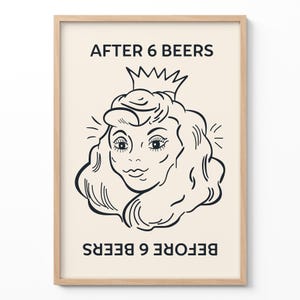 Divertente decorazione murale per la birra, poster con umorismo sul bere, stampa prima e dopo, arredamento per bar, cartello "Man Cave" come regalo per lui, decorazione murale per feste, citazione sull'alcol