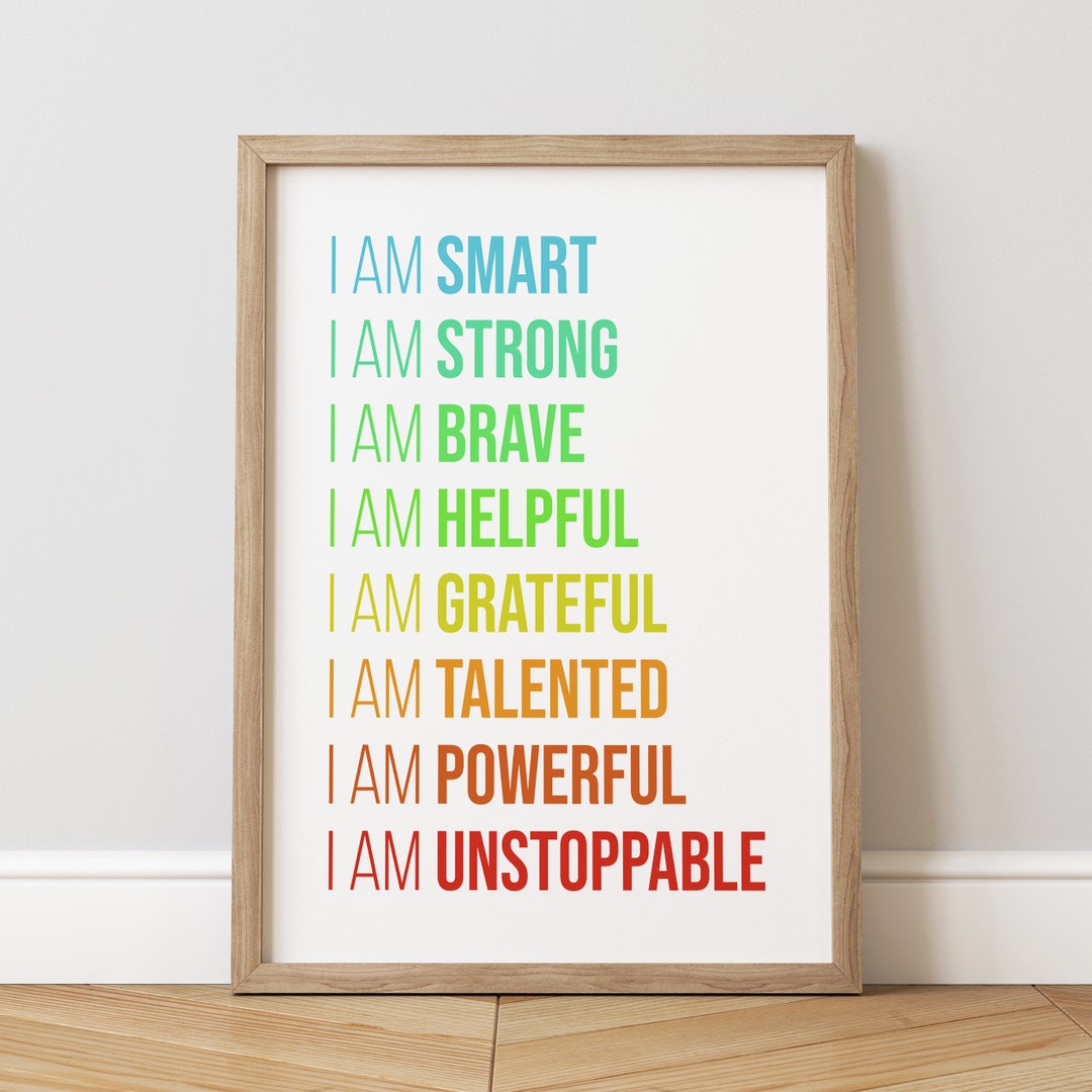 Affirmations for Kids Classroom Poster, I Am Affirmations, Playroom ...