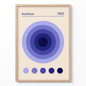 Poster Bauhaus Blue Circles, arte murale geometrica minimalista, stampa astratta del 1923, arredamento modernista, stile di metà secolo, regalo di design retrò