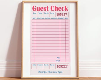 Blanko-Poster, druckbare Retro-Quittung, Preppy-Wanddekoration, druckbare Kunst (digitaler Download)