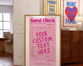Custom Guest Check Poster, Customized Trendy Print, Personalized Preppy Wall Art, Housewarming Quote Gift