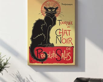Chat Noir Print, Vintage Black Cat Poster, French Wall Decor, Classic Art Nouveau