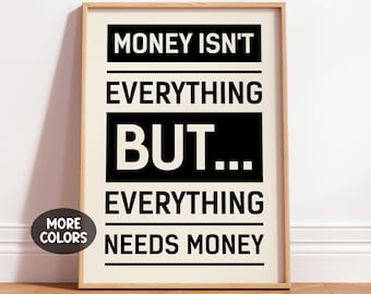 Money Art Print, Motivational Quote Poster, Success Affirmation Wall Decor, Modern Typography Entrepreneur Gift