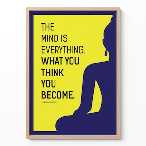 Citazione di Buddha da parete, poster "La mente è tutto", stampa motivazionale per la meditazione, decorazione per la sala yoga, regalo per la consapevolezza, insegna zen moderna