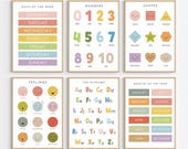 Set of 6 Educational Wall Art, Homeschool Printable, Classroom Decor, Playroom Prints, Learning Kids