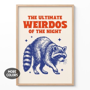 Stampa retrò di procione, regalo di procione meme, poster decorativo da parete vintage, arte murale con citazione sarcastica, decorazione murale minimalista e divertente di procione