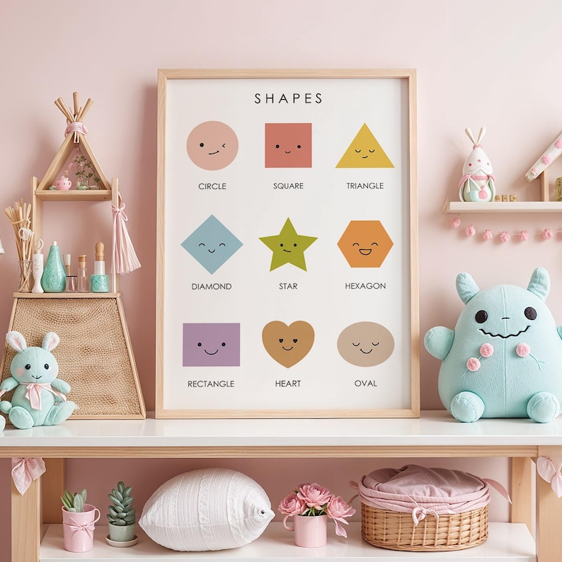 Classroom Shapes Poster, Educational Kid Room Print, Montessori Nursery ...