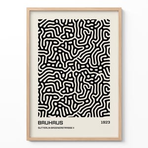 Poster Bauhaus, stampa artistica astratta, decorazione murale moderna e minimalista, arte geometrica in bianco e nero, casa di metà secolo, insegna di galleria alla moda