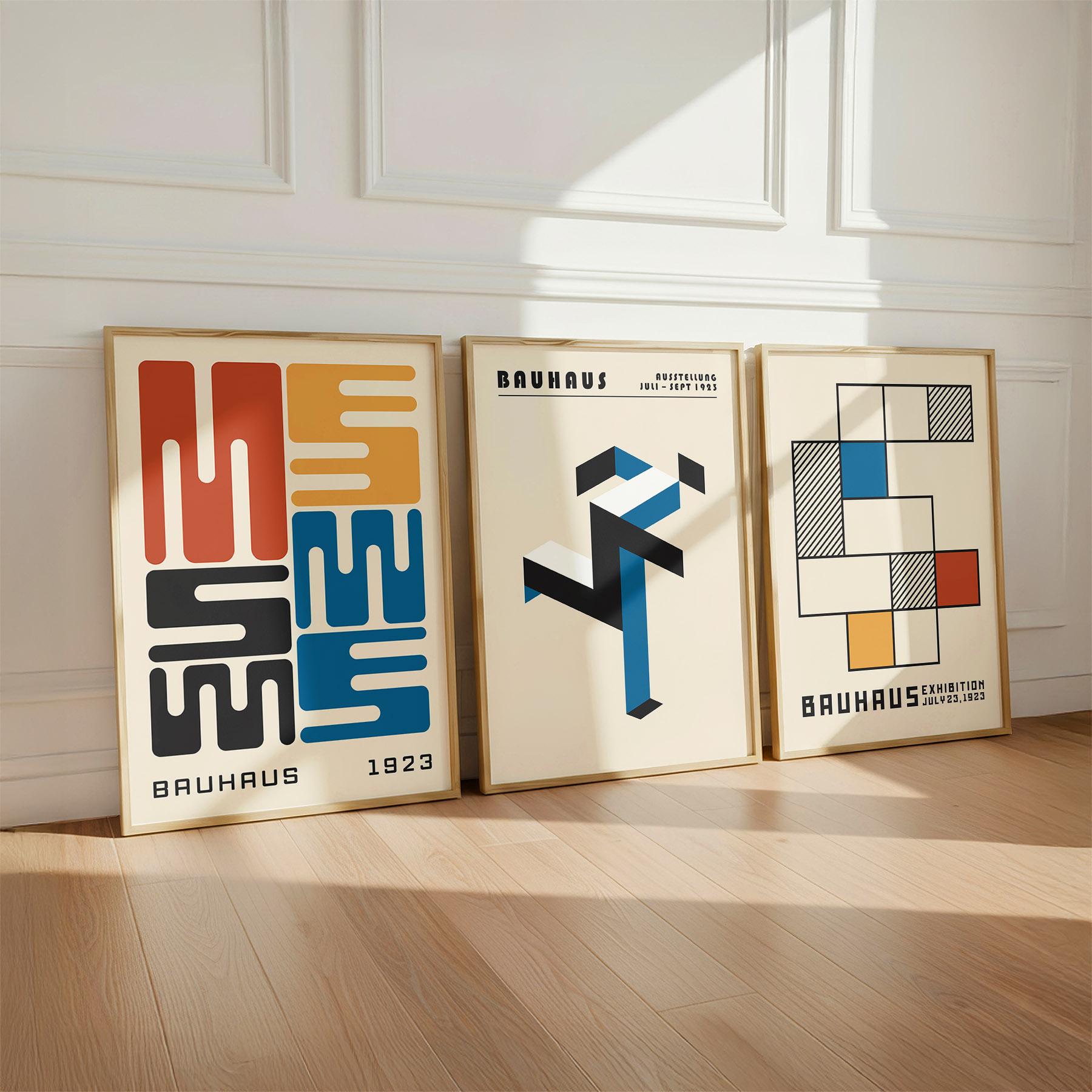 Colorful Bauhaus Prints Set of 3, Mid Century Modern Wall Art ...