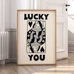 Queen of Hearts Poster: Lucky You Maximalist Art, Preppy Dorm Decor