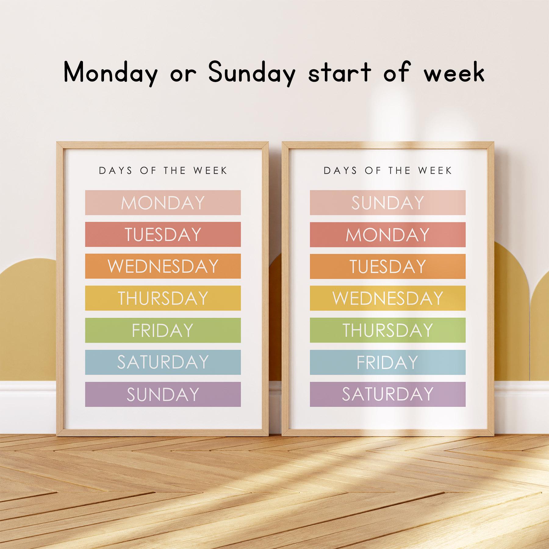 Days of the Week Boho Poster, Montessori Education Classroom Decor ...