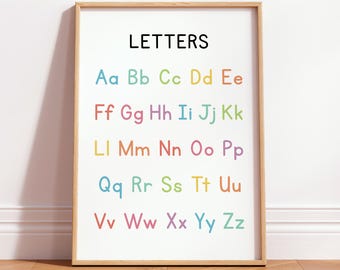 Kids Alphabet Poster, ABC Wall Art, Montessori Classroom Print, Homeschool Educational Nursery Decor
