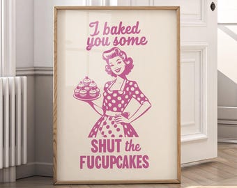 Funny Retro Kitchen Wall Art, Trendy Vintage Housewife Print, Humorous Printable Poster Decor