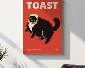 Impression d'art chat noir, affiche drôle de chaton, décoration animal humoristique pour cuisine et bureau