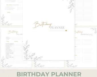 Birthday Planner Neutral & Minimalist · Party Organizer and Checklist · Celebration Tracker and Simple Planning · Botanical Printable PDF