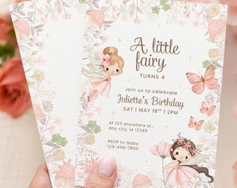 Fairy Birthday Invitation Template · Editable Wildflower Garden Invite · Magical Fairy First Bday · Enchanted Cottagecore Party Canva