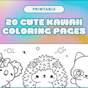 Kawaii Animal Coloring Pages: 20 Printable Designs (Digital Download)