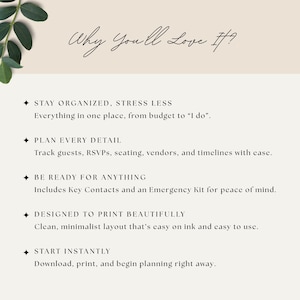 Wedding planner PDF with guest list, RSVP tracker and reception timeline for easy planning - Why you'll love it