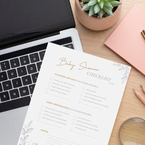 Fillable checklist and organizer for a stress-free baby shower.