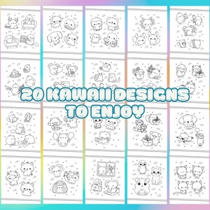 Printable kawaii coloring sheets featuring 20 chibi animals, fun Japanese-inspired designs, perfect for kids’ activities and creative play.
