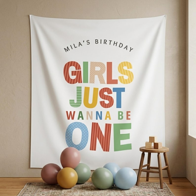 retro rainbow birthday backdrop cake smash photoshoot