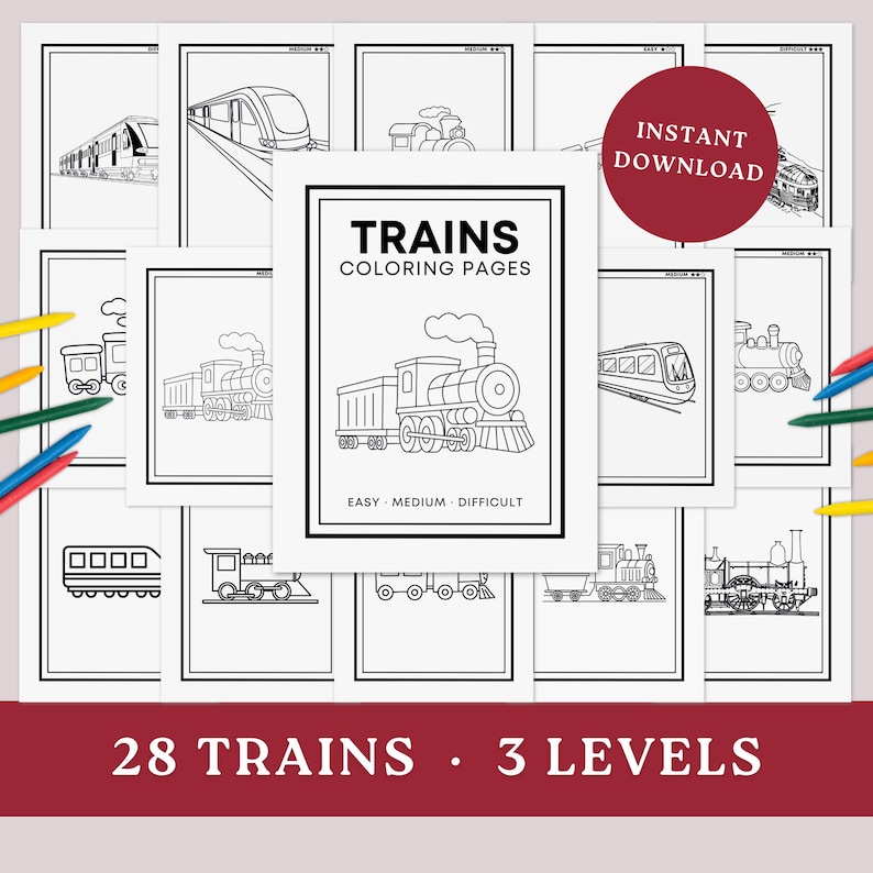 Train Coloring Pages for Kids · Fun Screen Free Indoor Activity · Train ...