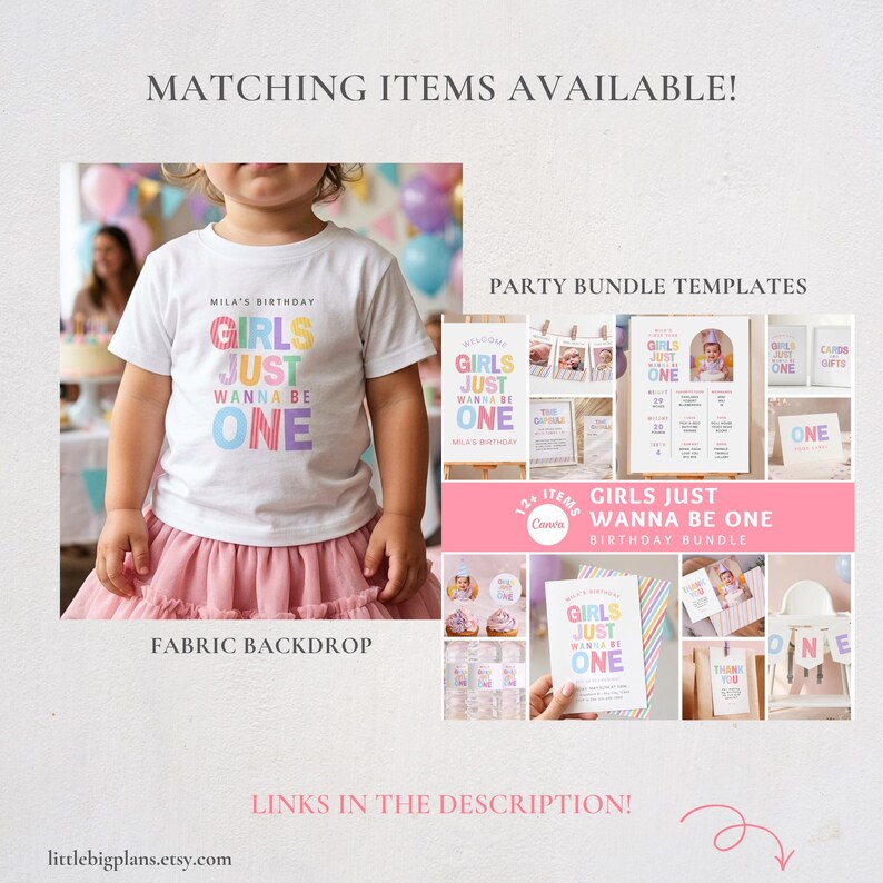 Girls just wanna be one matching items available: t-shirt and printable party bundle