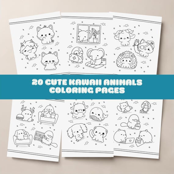 Cute Kawaii Coloring Pages · Screen-Free Activity for Toddler and Children · Baby Animals Coloring · Indoor Cutecore Pages · Quiet Busy Book