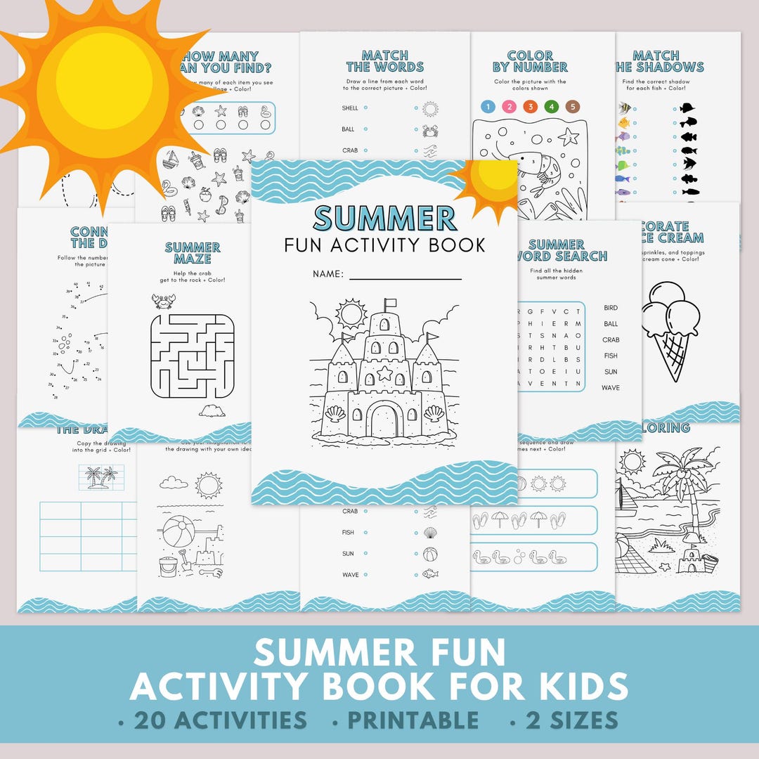 Summer Fun Activity Book for Kids Printable · Summer Busy Book Coloring ...