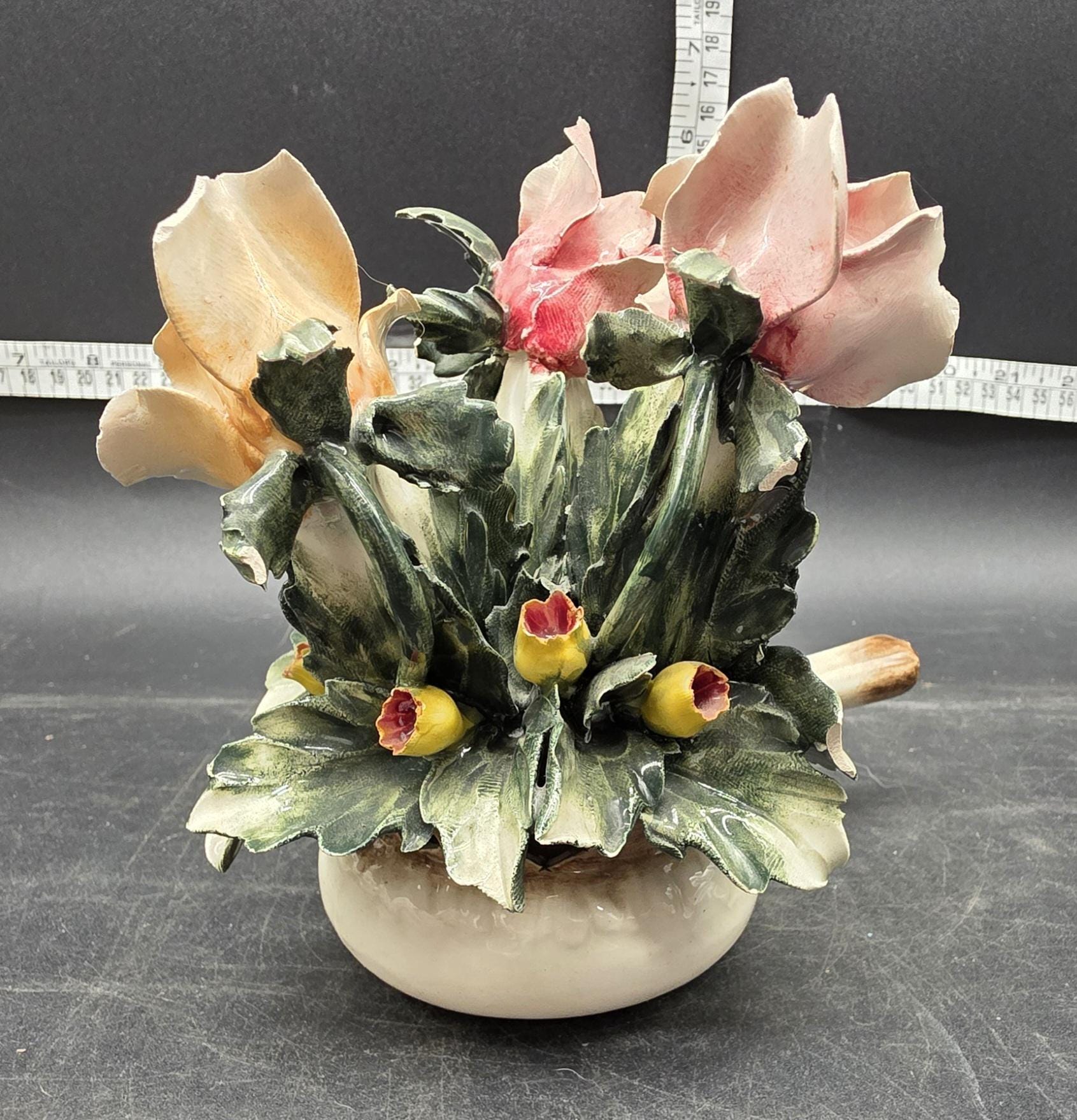 Vintage Visconti Mollica Capodimonte Italy Porcelain Floral Flower