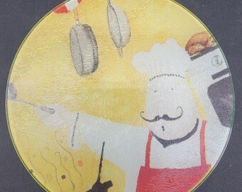 Vintage ronde glazen onderzetter voor chef-koks - 4"