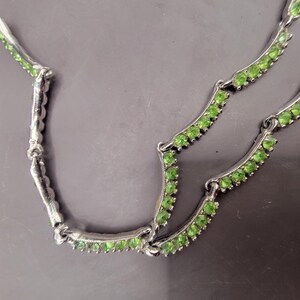 Vintage Designer BOGOFF Green Rhinestone Necklace - 14" - GORGEOUS! Perfect for New Years Eve! image 3