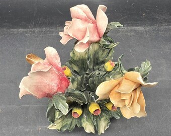 Vintage Visconti Mollica Capodimonte Italy Porcelain Floral Flower