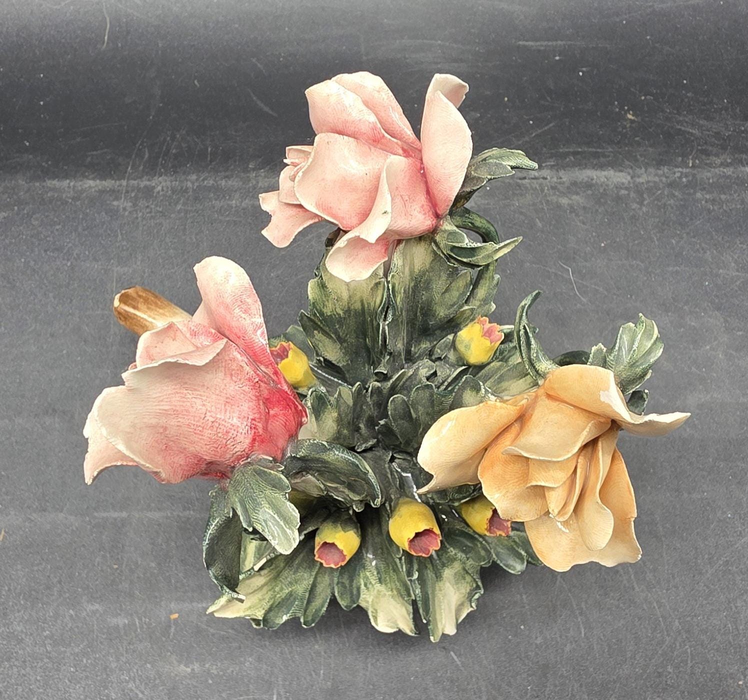Vintage Visconti Mollica Capodimonte Italy Porcelain Floral Flower