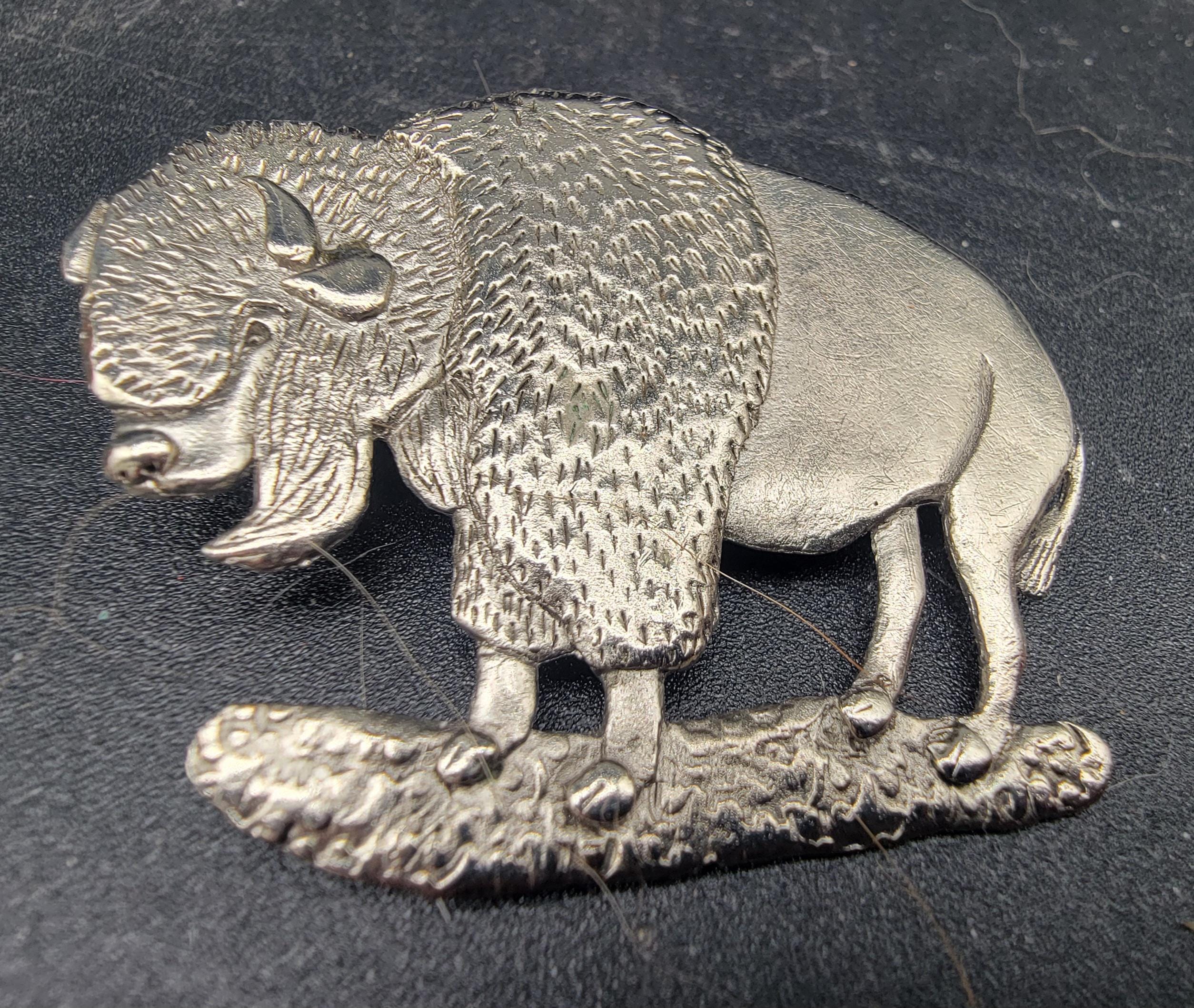 Vintage Estate 925 Sterling Silver Engraved Matador & Bull  Brooch Vintage Estate Pressed Metal Silver Tone Ornate Nouveau Pin Bull main image 1