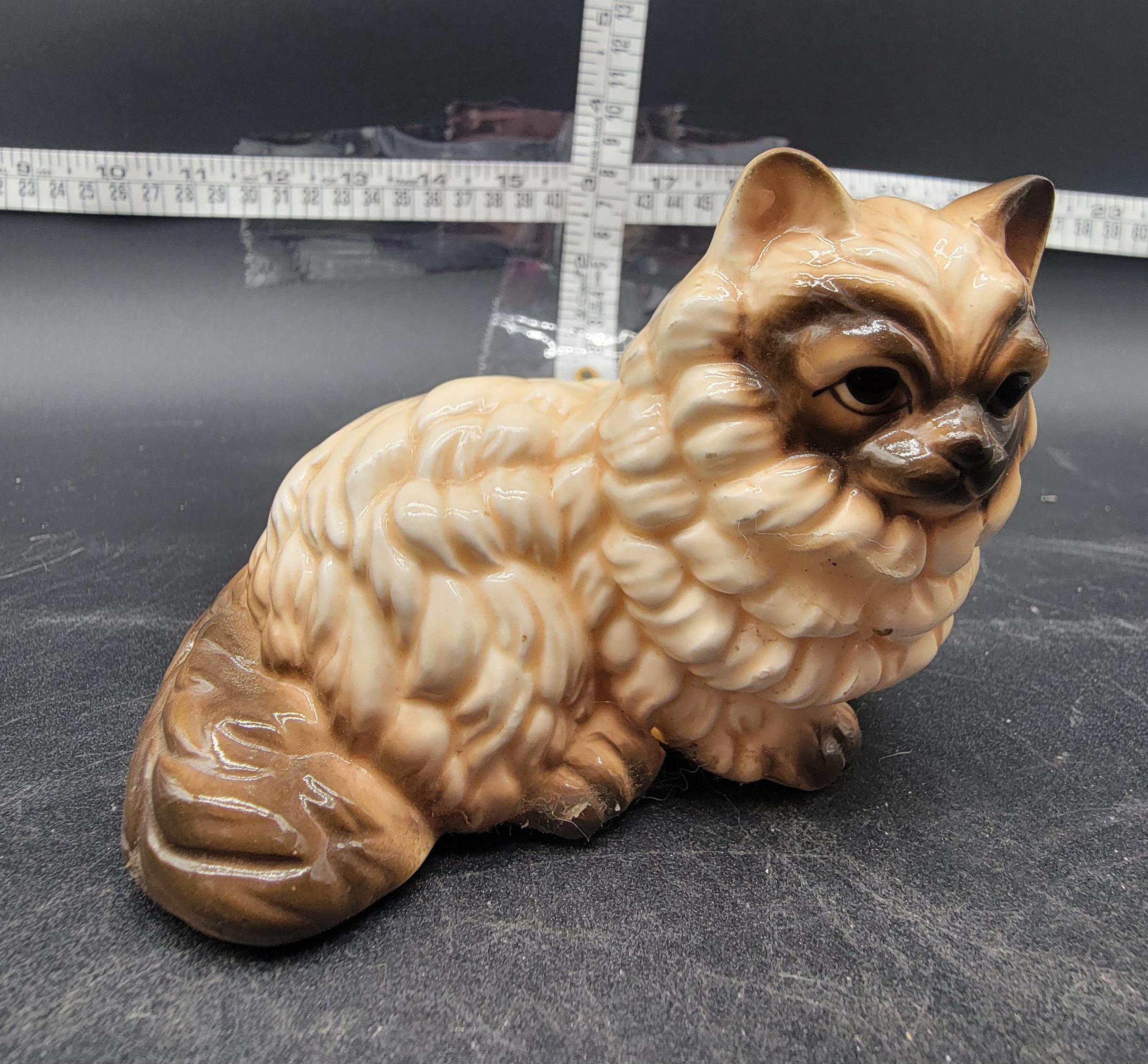 陶器製 猫の置物 茶色 ヴィンテージの陶器製茶色猫の置物 - Etsy 日本
