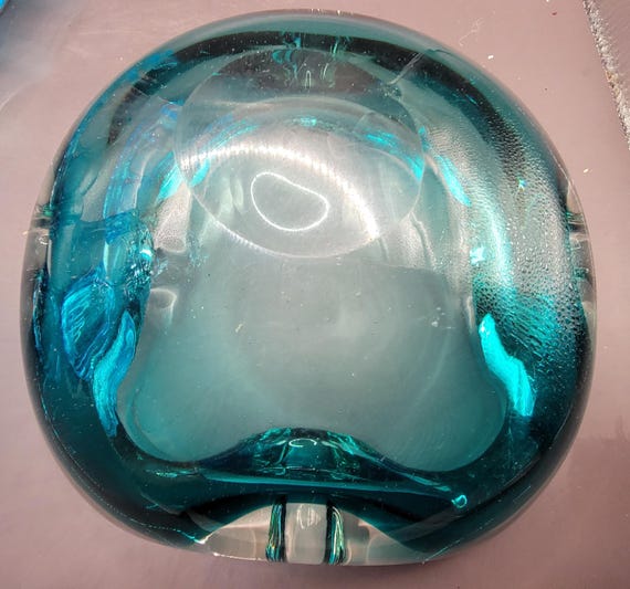 Vintage Murano Teal Large Ashtray or Trinket Dish - 8