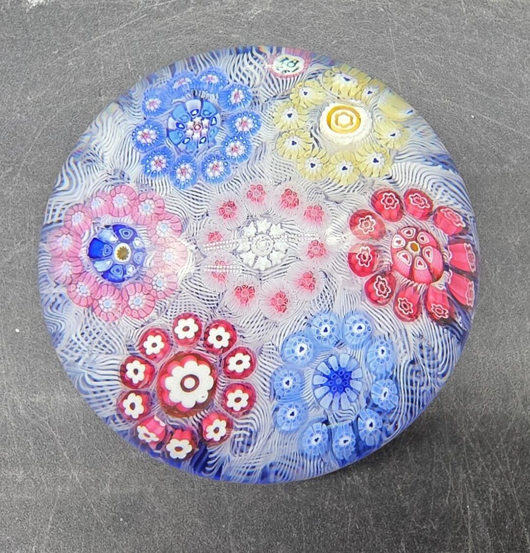 ヴィンテージ 1972 バカラ アートグラス ミルフィオリ ブルーガラス