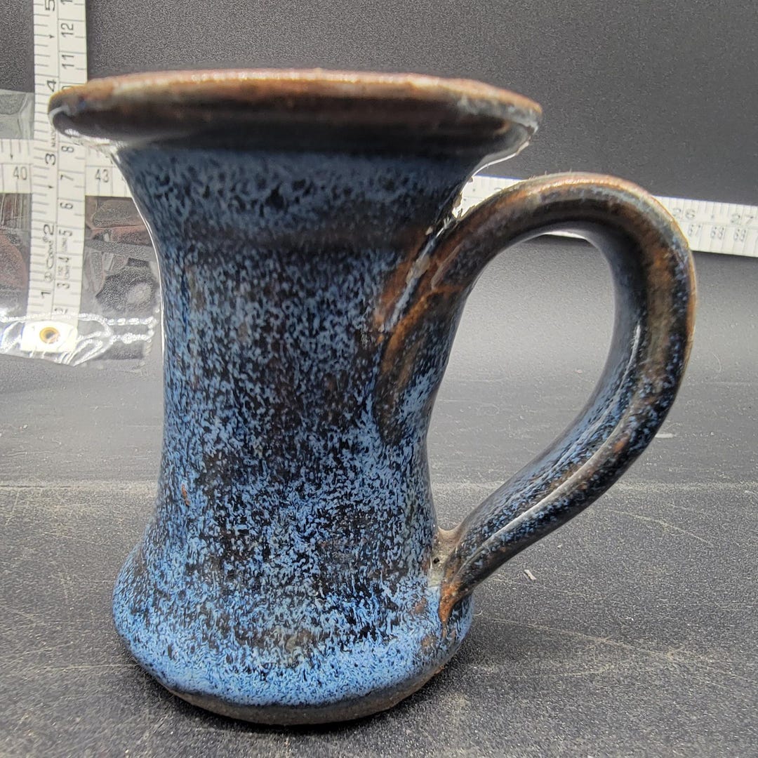 Vintage Signed 1988 Blue Ceramic Pottery Small Vase or Candle Holder ...