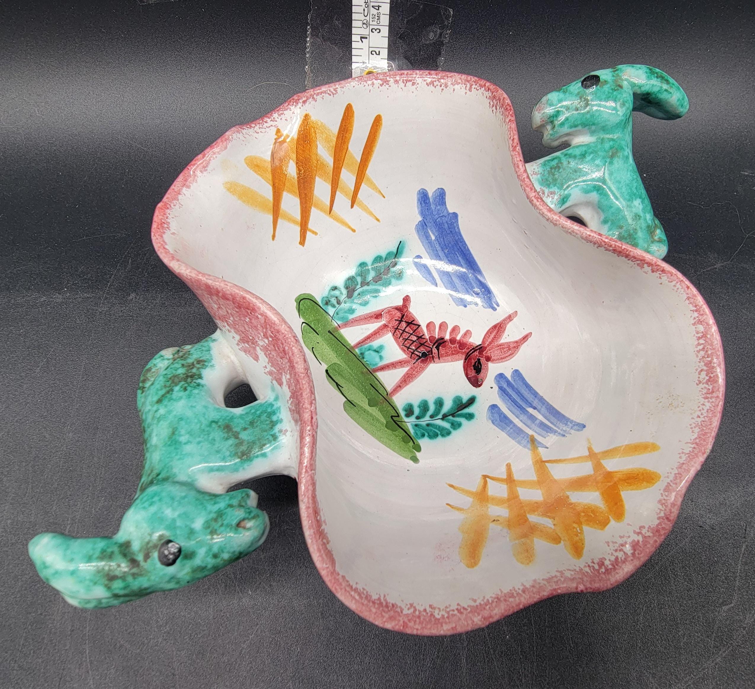 Vintage Italian Italy Donkey Handled Ceramic Colorful Bowl - Etsy